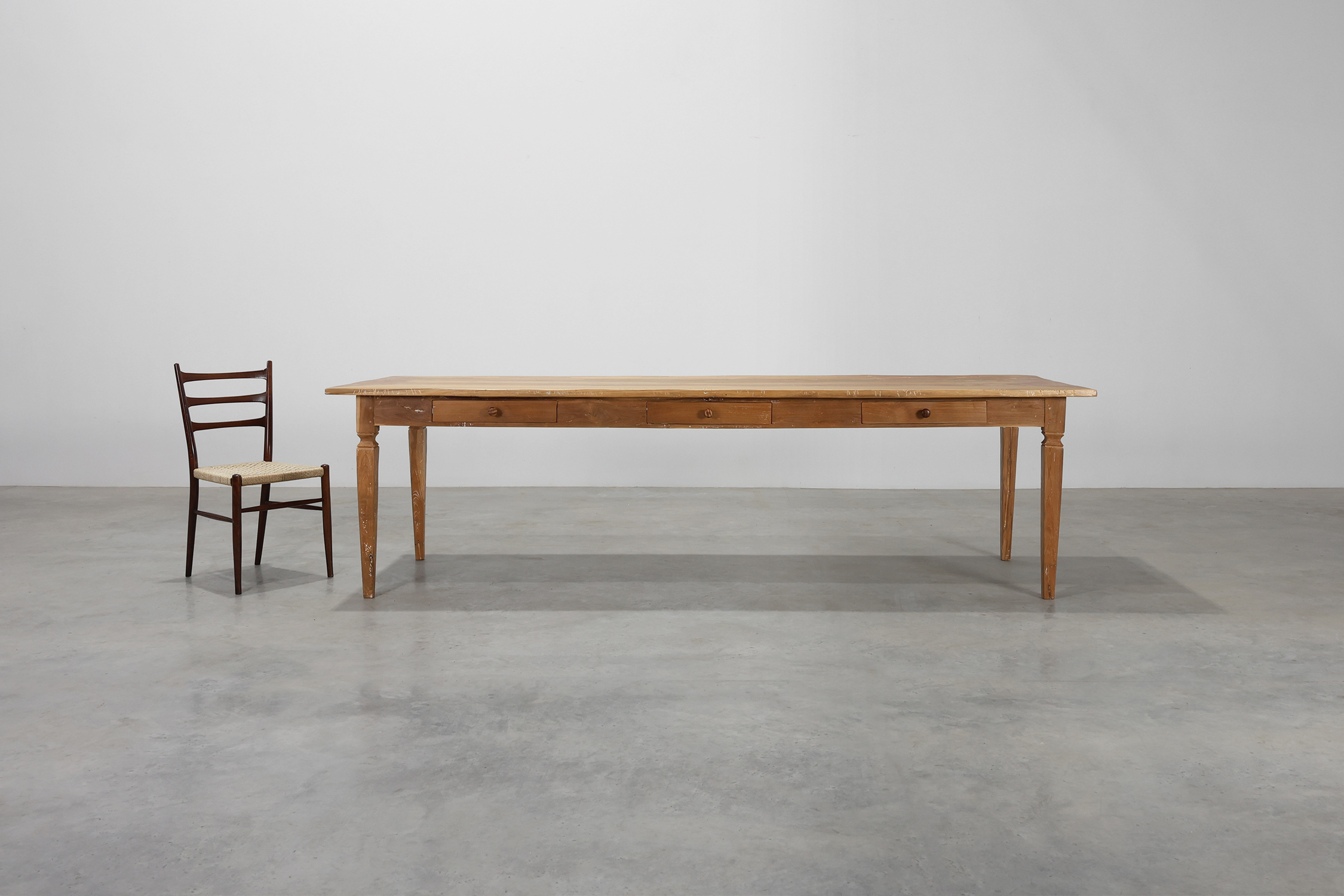Large french provincial farm table in elm wood, France ca. 1850thumbnail